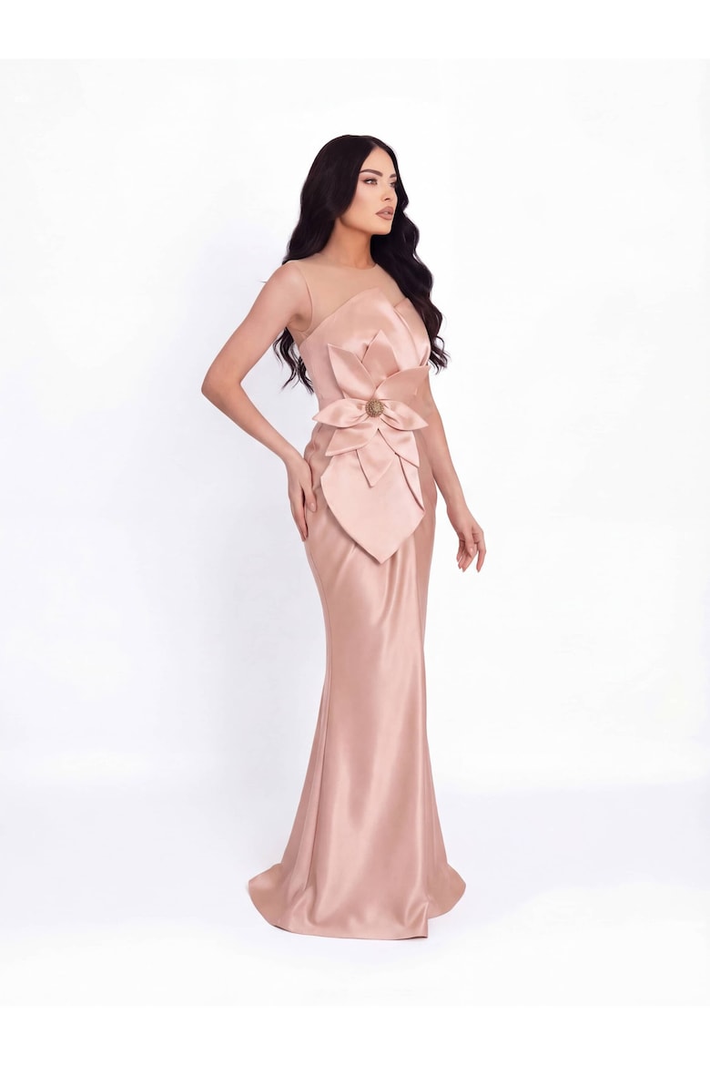 Satin-Finish Maxi Dress, Pink 3