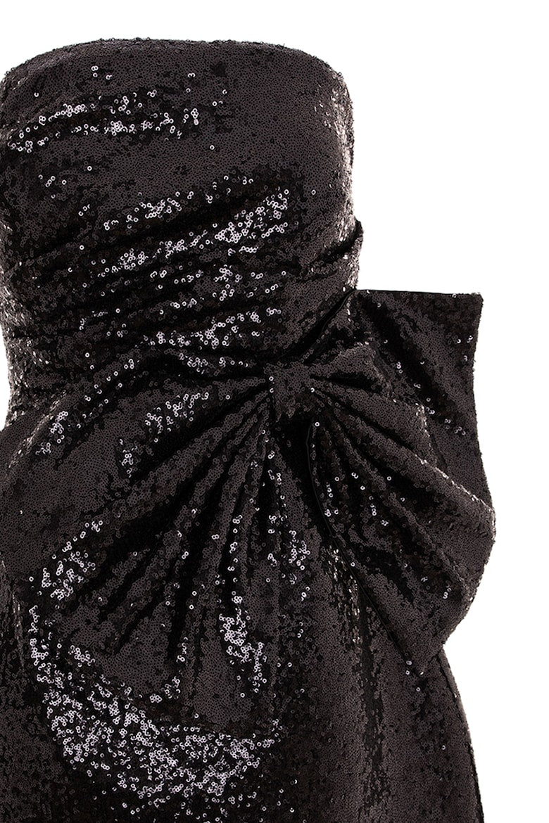 Off-the-Shoulder Dress with Bow, Black 5