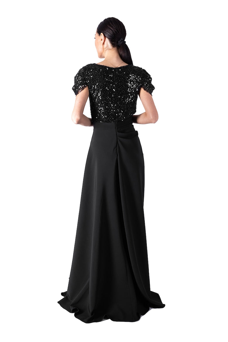 Maxi Dress with Side Slit, Black 3