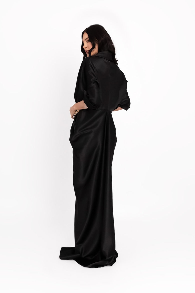 Kaftan Dress with Metallic Details, Black 4