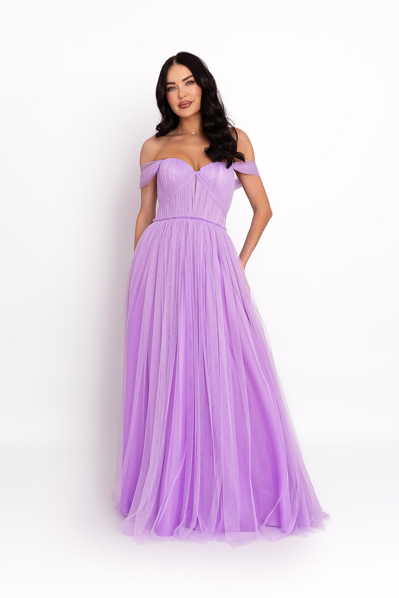 Maxi Dress with Off-the-Shoulder Neckline, Amethyst