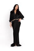 Kaftan Dress with Metallic Details, Black
