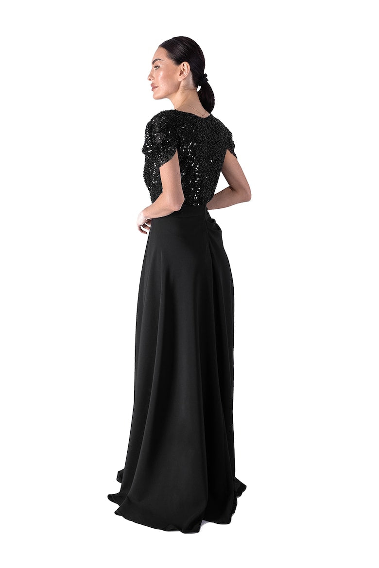 Maxi Dress with Side Slit, Black 4