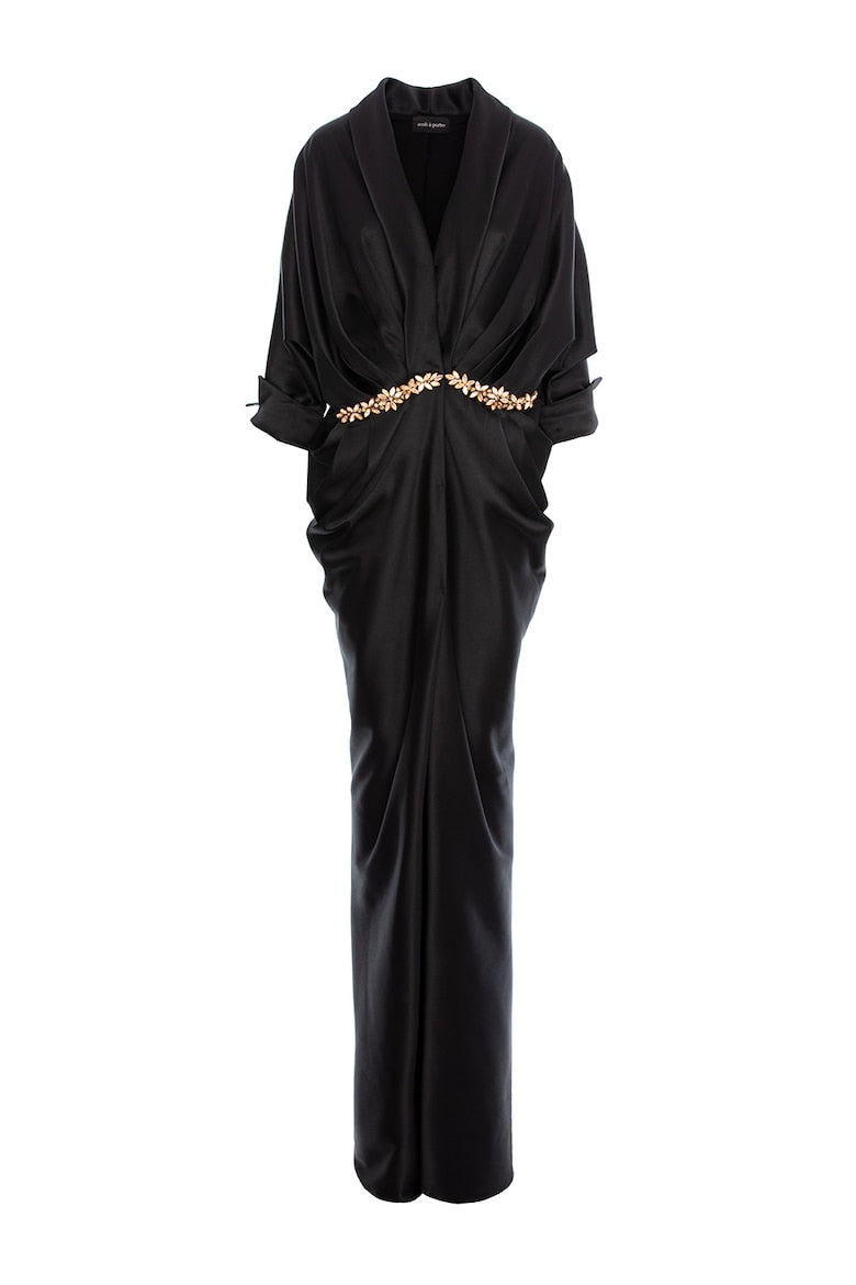 Kaftan Dress with Metallic Details, Black 6
