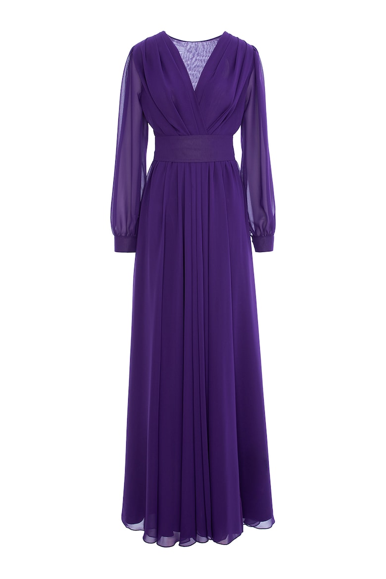 Maxi Dress with V-Neckline and Slit, Violet 7