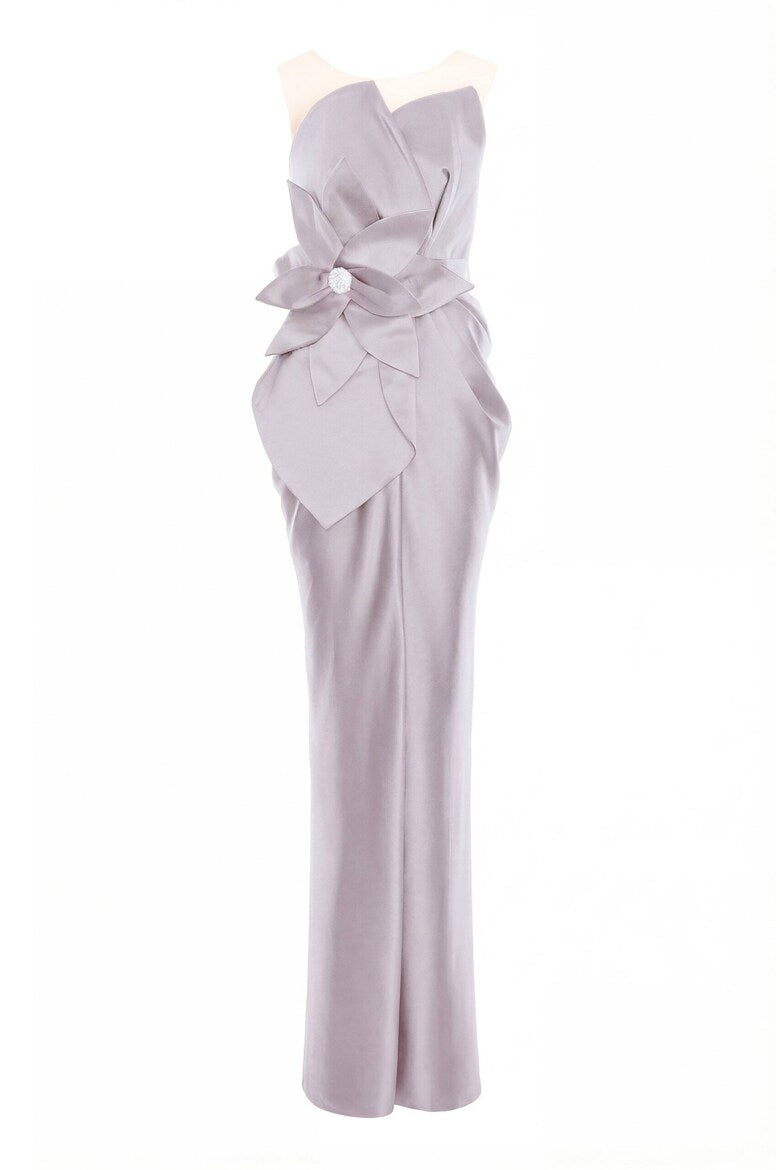 Satin-Finish Maxi Dress, Grey 2
