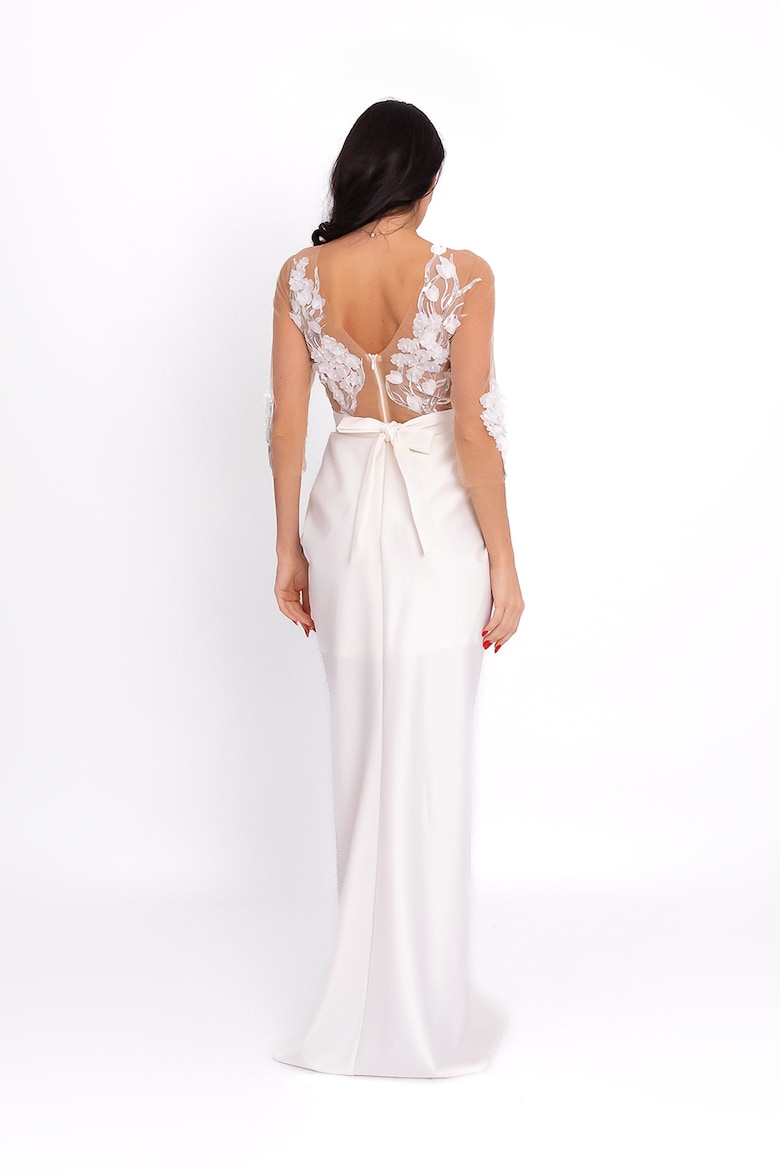 Bridal Dress with Floral Details, Optic White 3