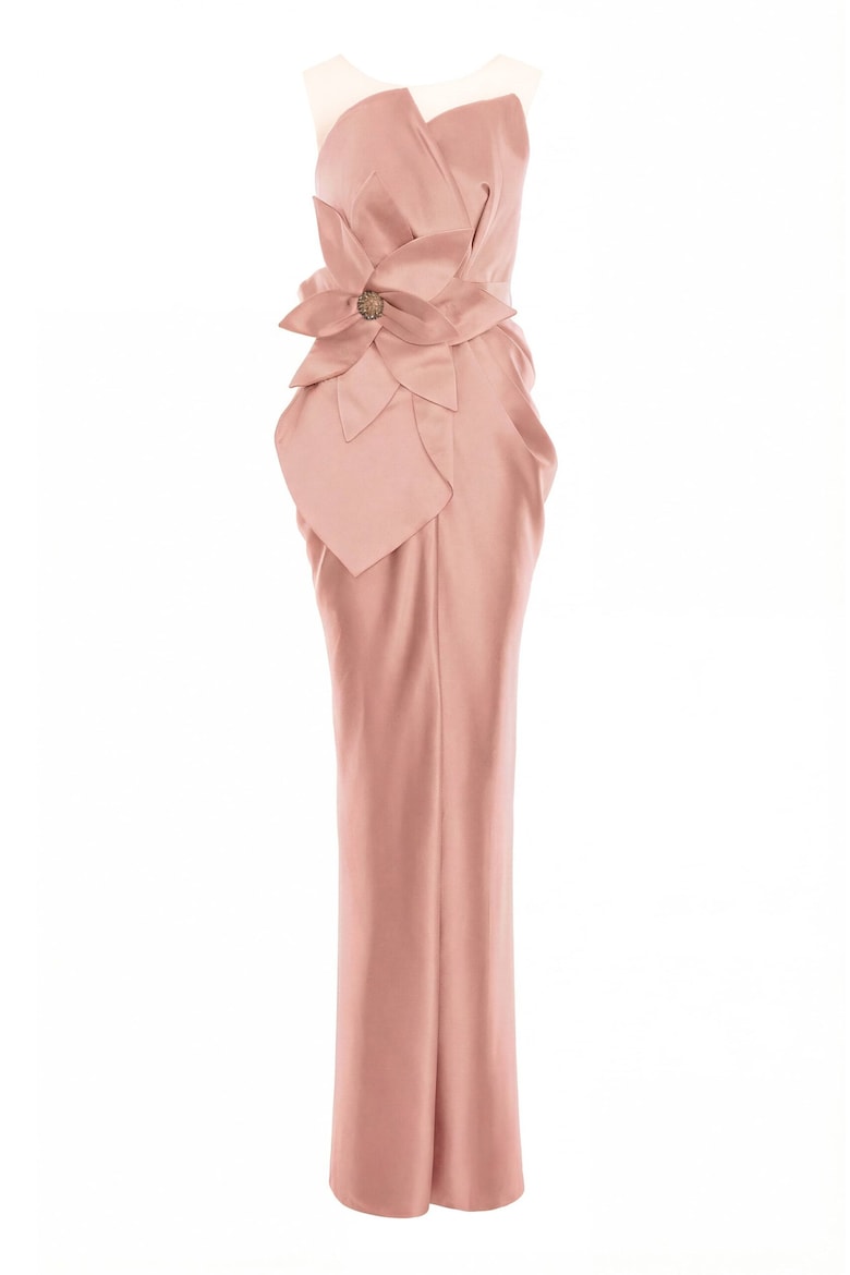 Satin-Finish Maxi Dress, Pink 2