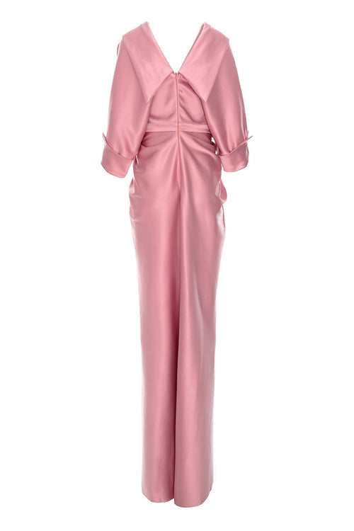 Draped Dress with Front Slit, Dusty Pink 2