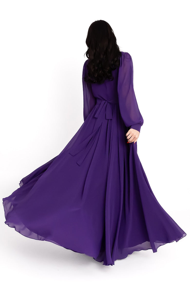 Maxi Dress with V-Neckline and Slit, Violet 3