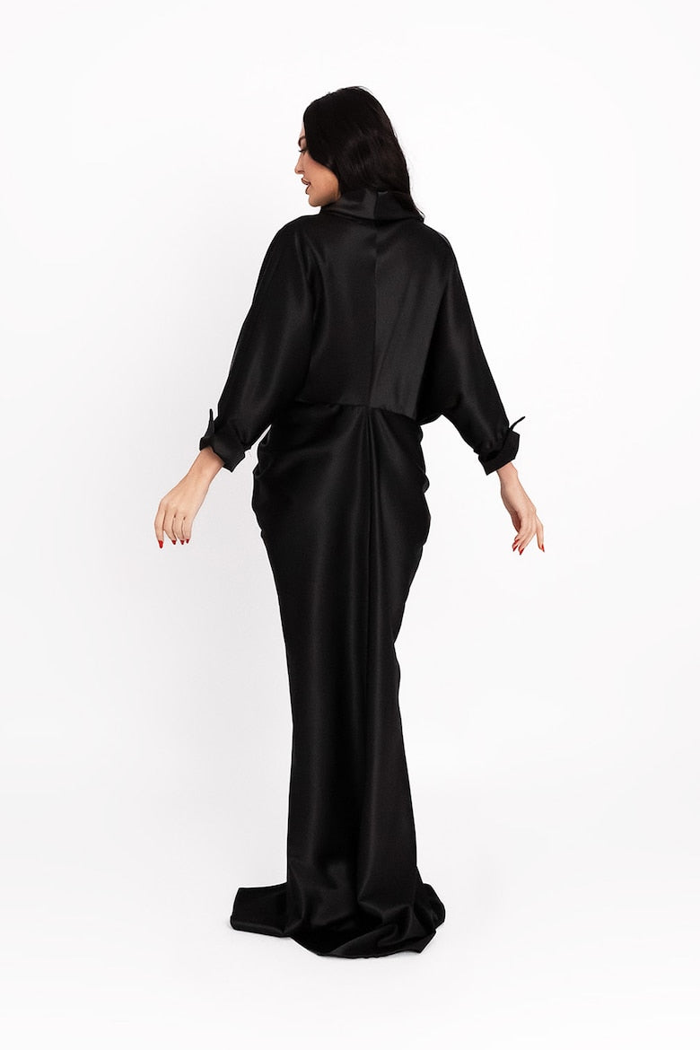 Kaftan Dress with Metallic Details, Black 3