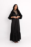Kaftan Dress with Satin Finish, Black