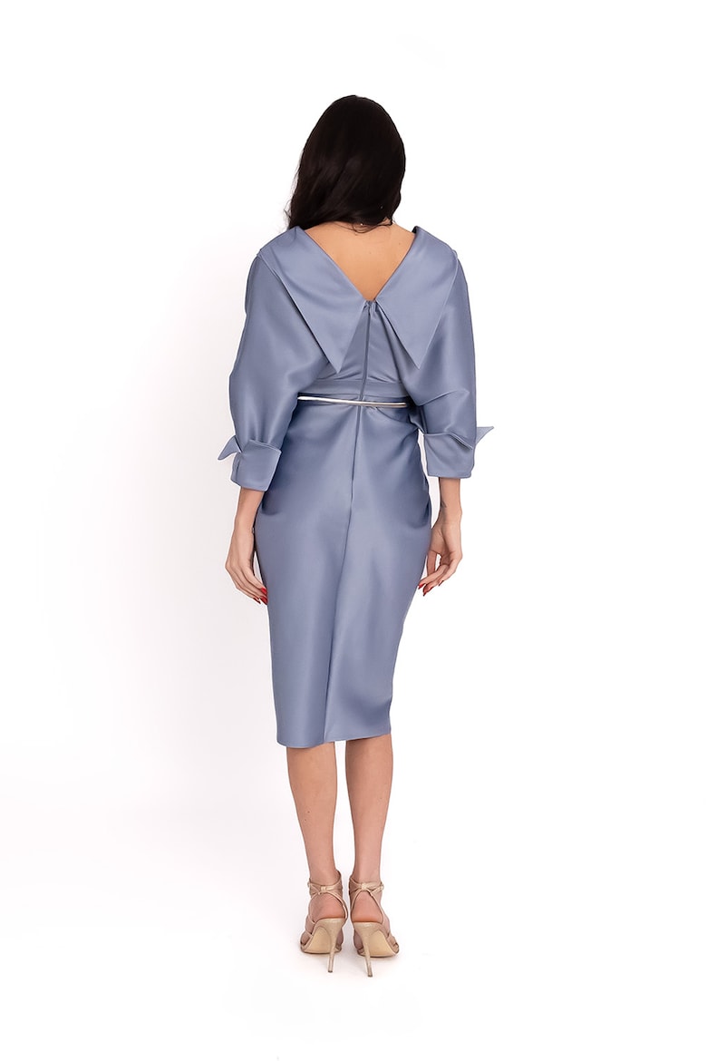 Off-the-Shoulder Dress with Draped Design, Ash Grey 3