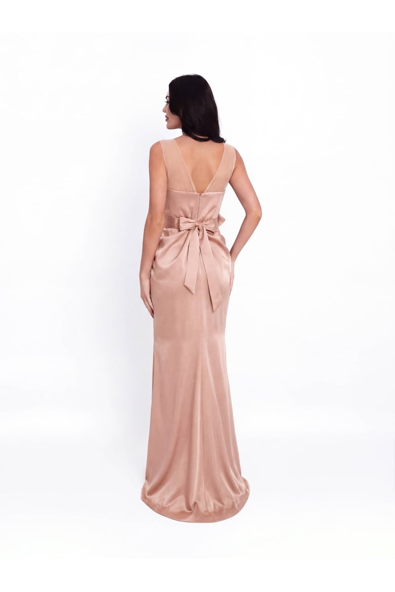 Satin-Finish Maxi Dress, Pink 4