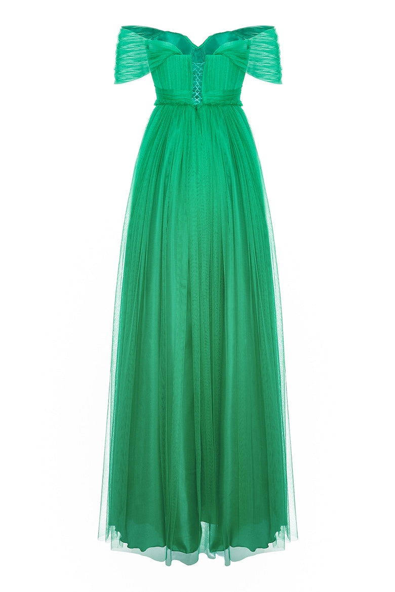 Maxi Dress with Off-the-Shoulder Neckline, Green 5